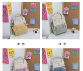 Set Nylon Charm Backpack Embroidered Bag Tone / Two
